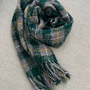 Plaid Green and Gray Scarf
